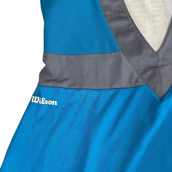 Wilson Blue White Gray Shelf Bra Tennis Dress - Picture 11 of 14
